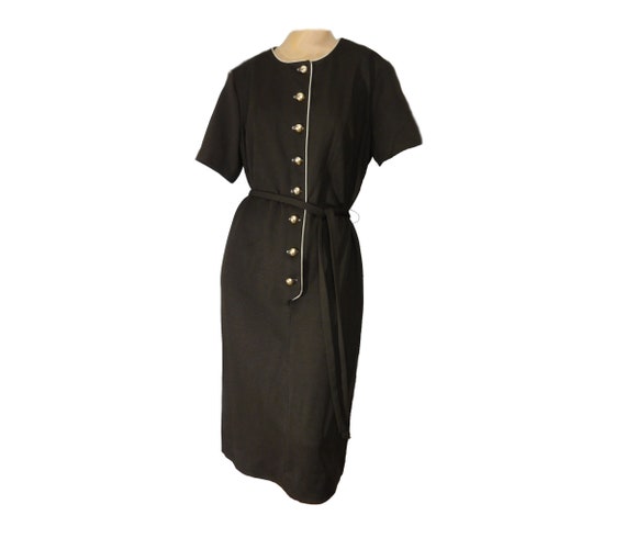 NOS Vintage 1960s-1970s Dress Brown Polyester / B… - image 2