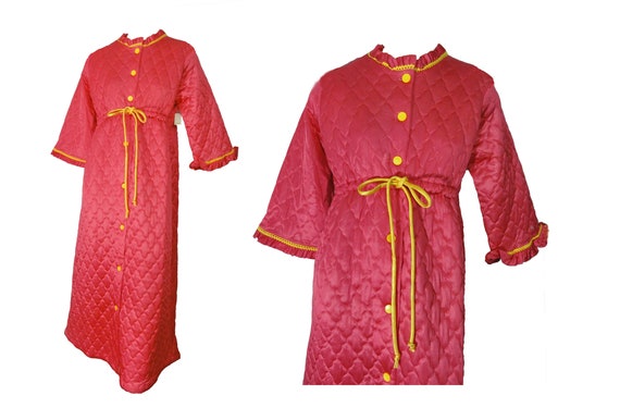 Vintage 1960s Robe Deadstock Long Hot Pink and Yel