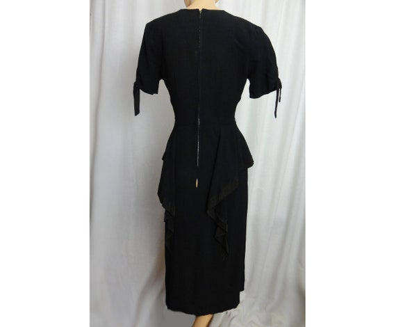 Vintage 1940s Dress With Peplum Black Semi Sheer … - image 6