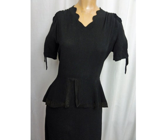 Vintage 1940s Dress With Peplum Black Semi Sheer … - image 4