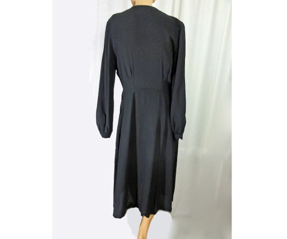 Vintage 1940s Black Day Dress Rayon Georgette Emb… - image 5