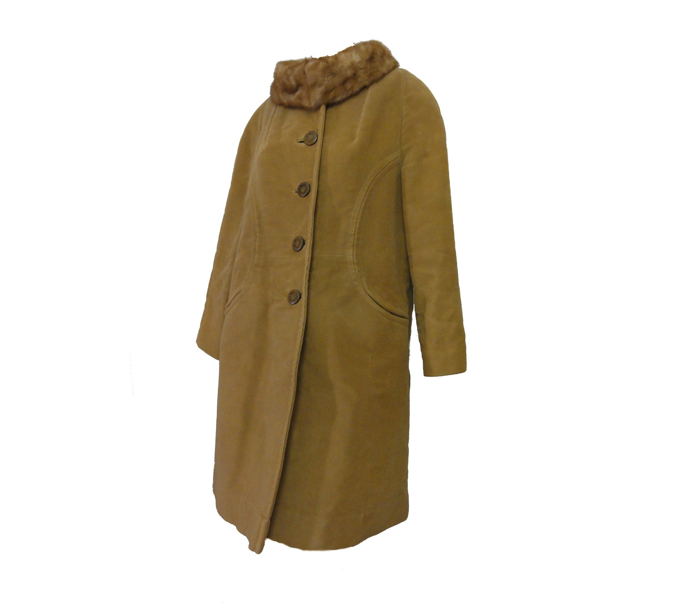 Vintage 60s Coat Betty Rose Mink Collar 