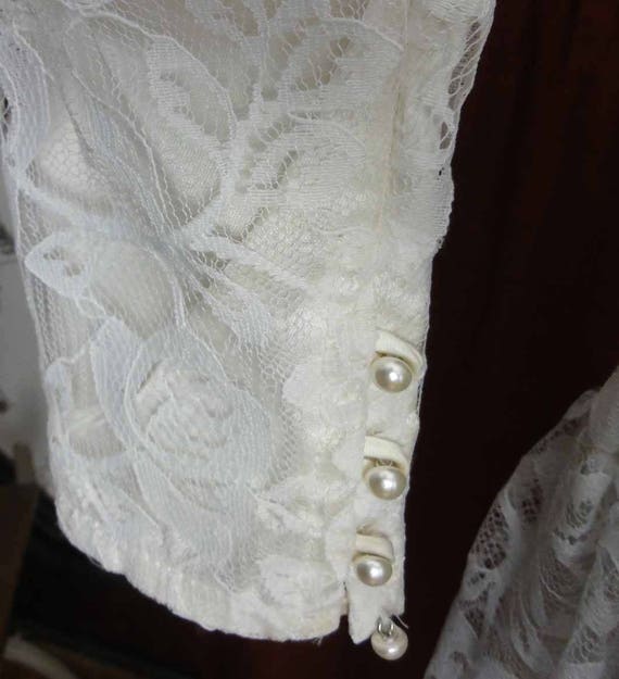 Vintage 1980s Party Dress Gunne Sax White Lace Dr… - image 5