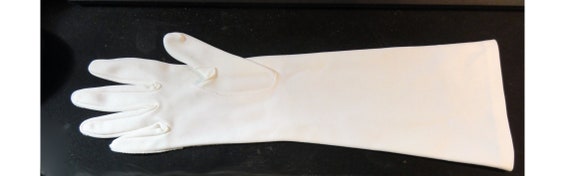 Vintage 1960s Ladies Gloves Off White Nylon Long … - image 6