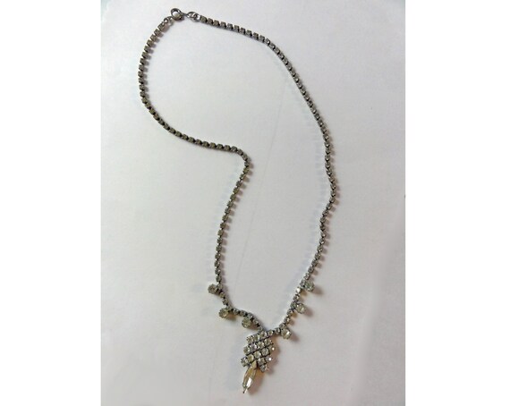 Vintage 1960s Necklace Clear Rhinestone Choker Pr… - image 3