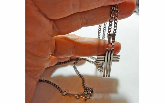 Vintage Cross Pendant Necklace Stainless Steel wi… - image 3