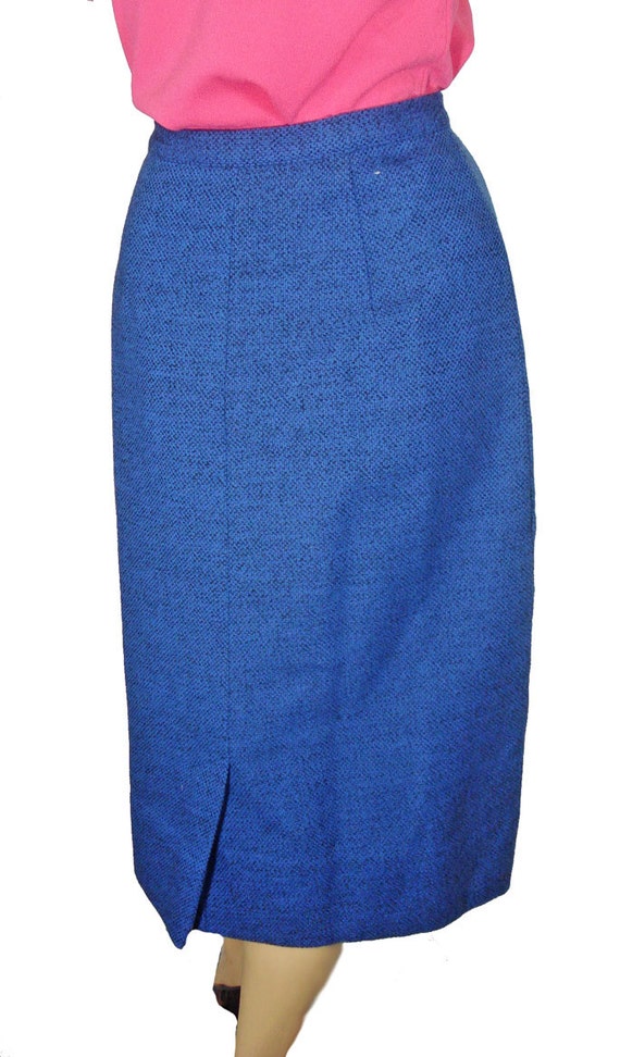 Vintage 1950s Skirt Blue Wool Secretary Schoolgir… - image 2