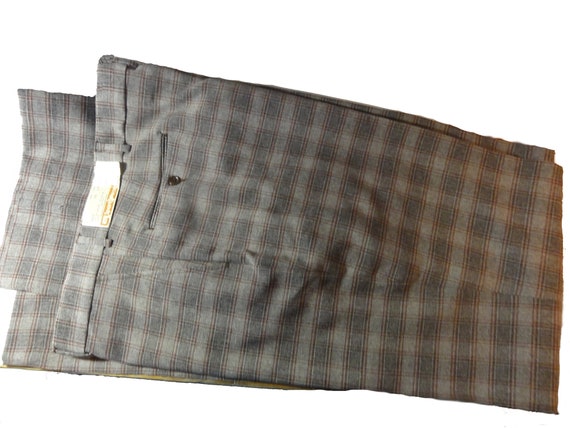 Vintage 1970s Deadstock Pants Slacks Sears Plaid … - image 1