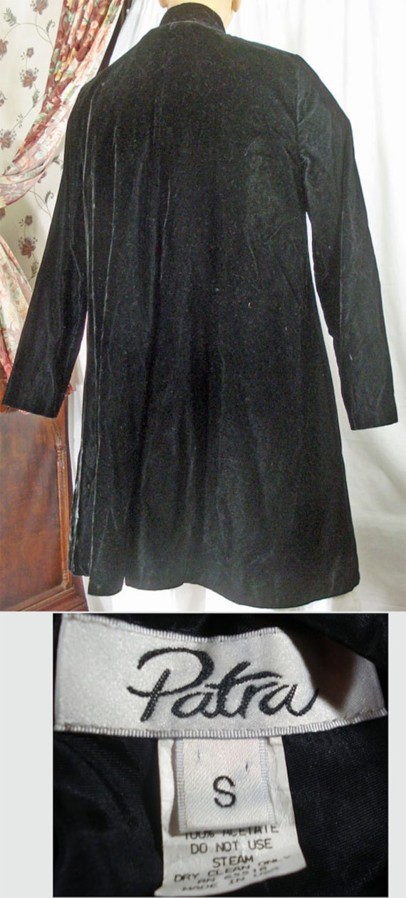 Black Velvet Swing Coat Vintage 1980s Long Evenin… - image 4