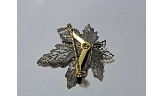 Vintage Autumn Leaf Brooch Copper Tone & Wired on… - image 5