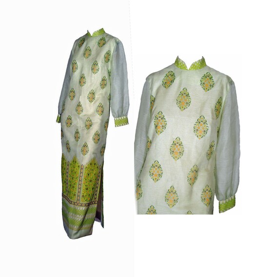 Alfred Shaheen Hawaiian 70s Maxi Dress Cheongsam G