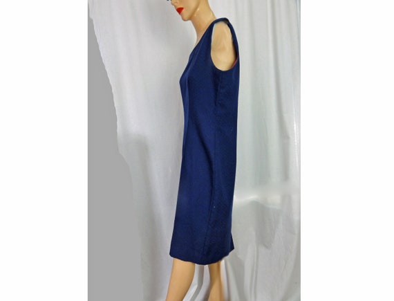 Chic 1950s Wiggle Dress Navy Blue Sheath Sleevele… - image 3