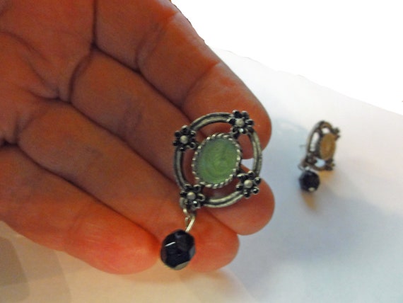 Vintage Victorian Style Oval Earrings Seed Pearls… - image 1