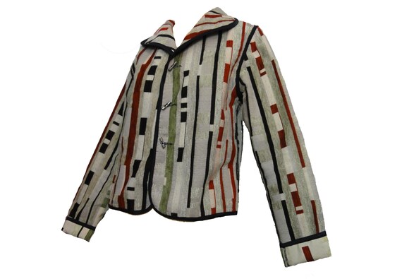 Vintage Designer Blazer Reversible Jacket Novelty Weave Gray & Black Textured Fabric "Classic Beluva"