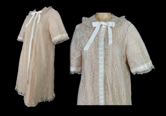 1960s Lace Peignoir Robe: Vintage Odette Barsa Loungewear - Etsy