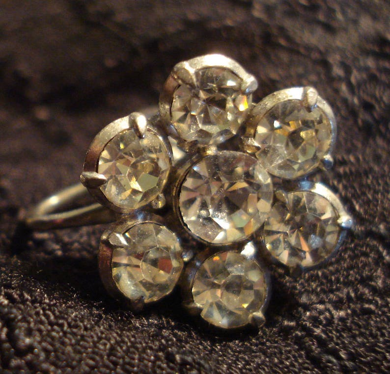 Vintage 50s Earrings Two Pairs of Clear Rhinestone Earrings Screw On Mid Century Modern