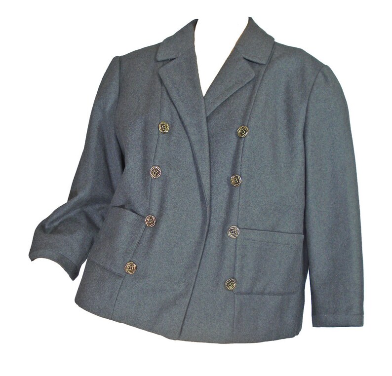 Mod 60s Blazer Gray Wool Jacket Size Large Jackie Kennedy Chic | Etsy