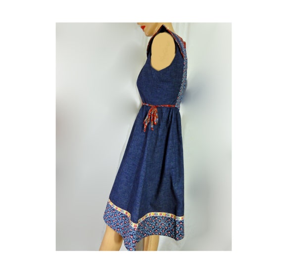 Boho Hippy Vintage 1970s Candi Jones Dress Blue J… - image 6