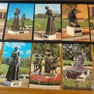 Mormon LDS Nauvoo IL Vintage pocztówki z lat 80. XX wieku Lot 11 Pomników Kobiet Ogrody Statuy Niewysłane