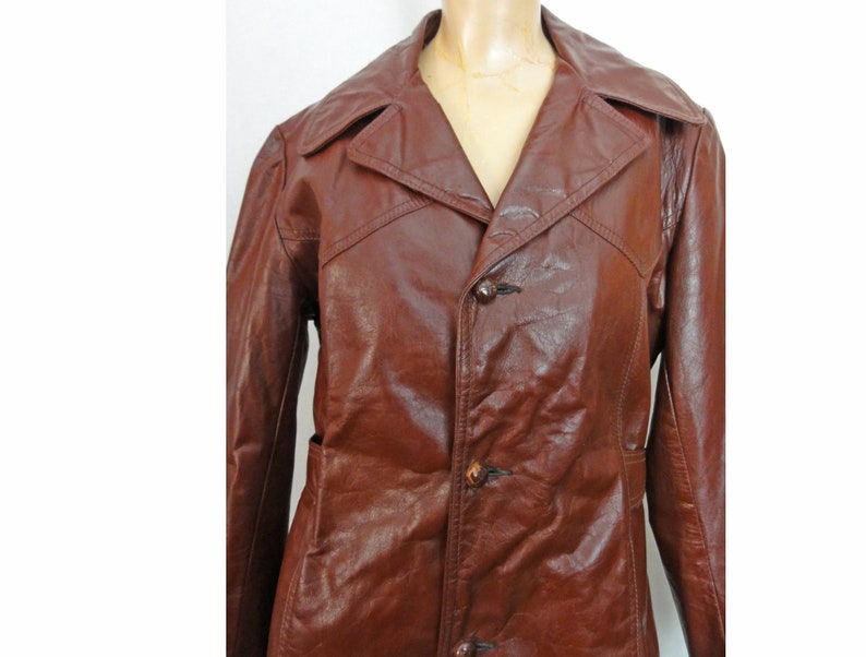 Vintage 60s Leather Coat Zip Out Fake Fur Lining Oxblood - Etsy