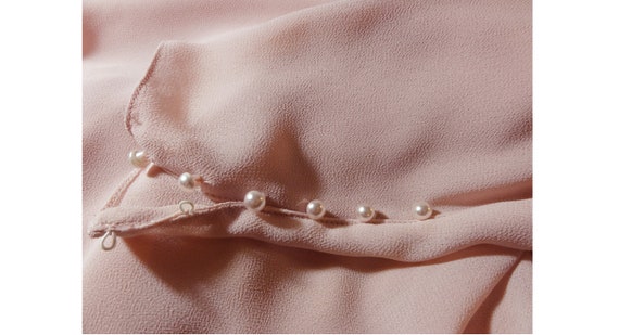 Vintage 1980s Cocktail Gown Pale Pink Lacy Chiffo… - image 9
