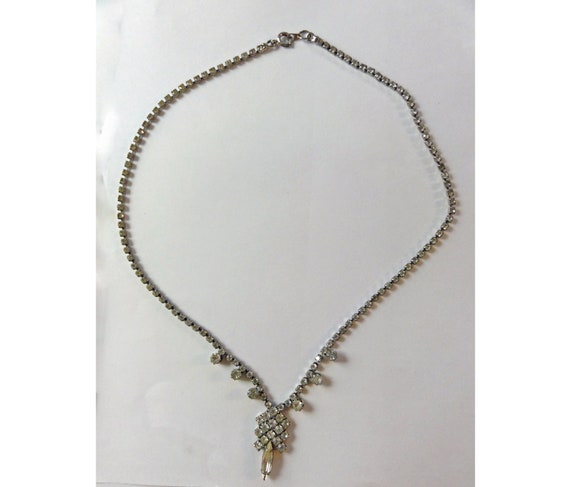 Vintage 1960s Necklace Clear Rhinestone Choker Pr… - image 2