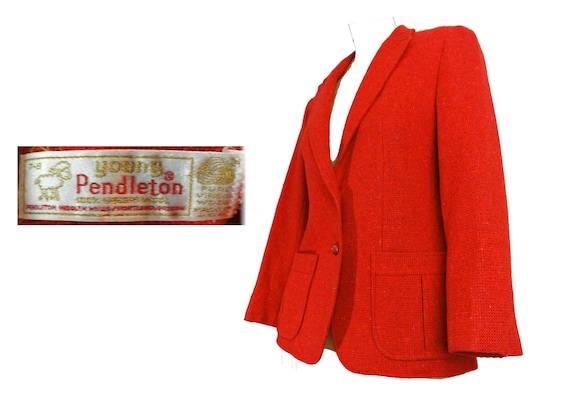 Vintage Young Pendleton 1970s Wool Blazer Rust Or… - image 1