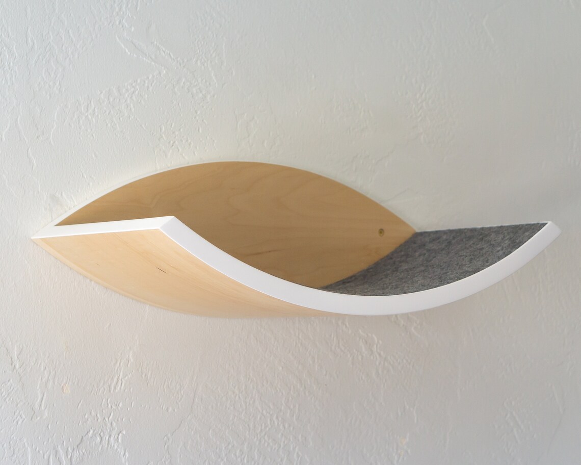 Minimalist wallhung cat perch. curved luxury modern cat Etsy