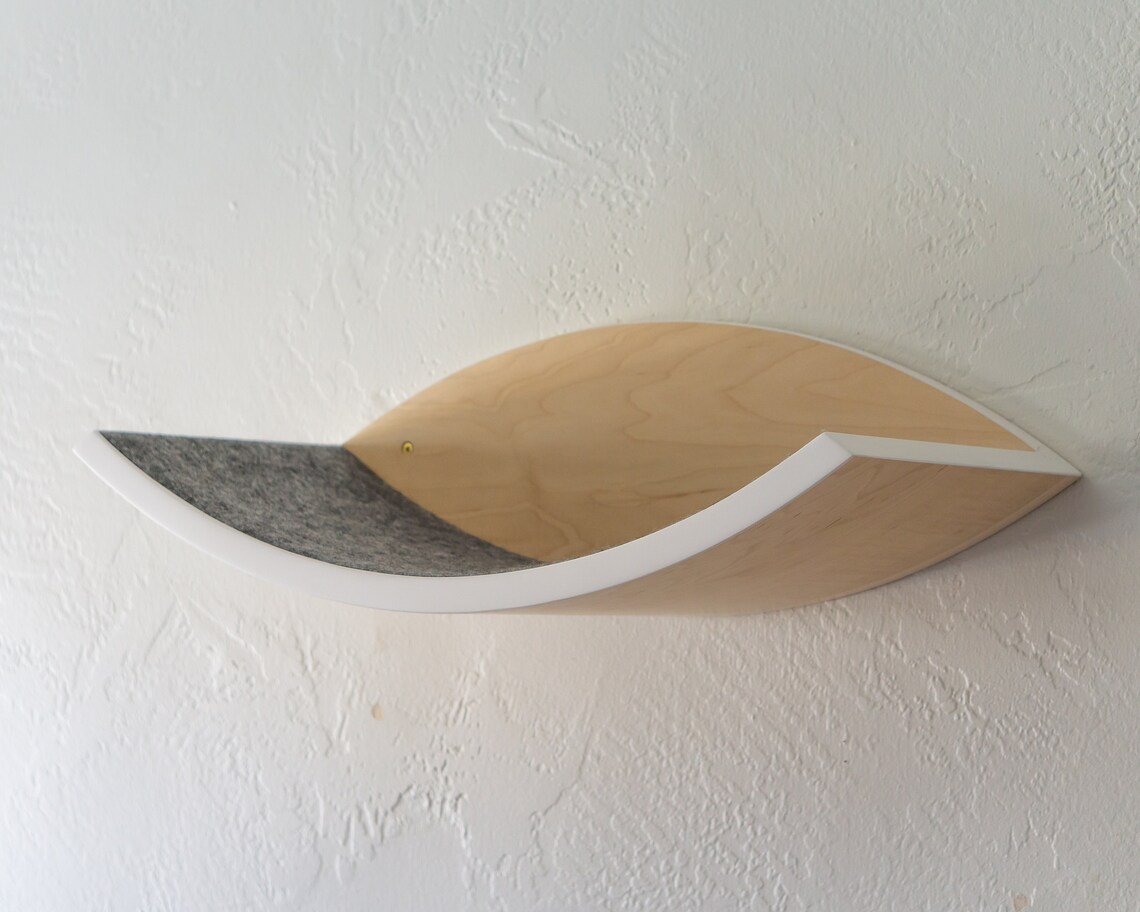 Minimalist wallhung cat perch. curved luxury modern cat Etsy