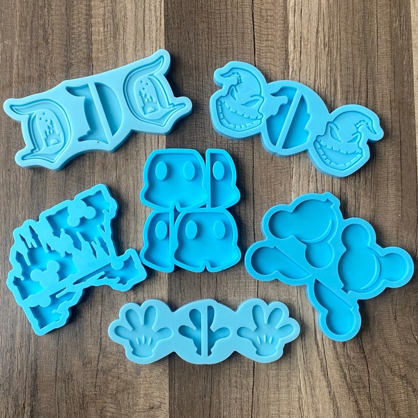 Disney Inspired Silicone Straw Toppers Disney Castle, NBC, Mickey Hand, Mickey Shorts & Disney Balloon Resin Molds | Pop Socket Mold