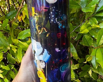 Button Eyed Girl Tumbler: Coraline Inspired Glitter Metal Cup