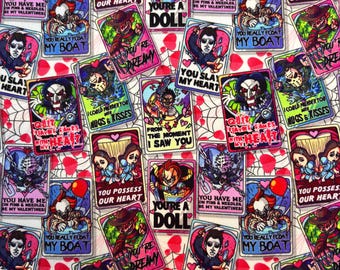 Tela de licra de algodón para San Valentín de terror: Tarjetas de Valloween