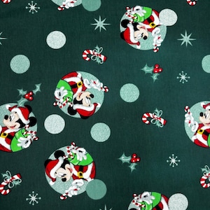 Christmas Fabric, Disney Christmas, Fabric for Crafts, Fabric for Sewing, Cotton Blend Fabric, Disney Fabric, Mickey Mouse Fabric
