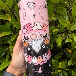 Spooky Girl Tumbler: Glitter Pumpkin Ombré Stainless Steel Witchy Cup