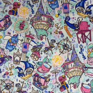 Fantasyland Fabric, Disney Parks Fabric, Fabric for Crafts, Fabric for Sewing, Cotton Blend Fabric, Disney Fabric