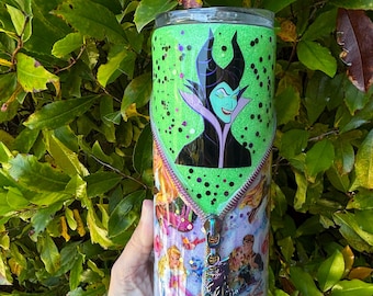 Villains Tumbler, Zipper Tumbler, Disney Cup, Malificent Water Cup, Sleeing Beauty