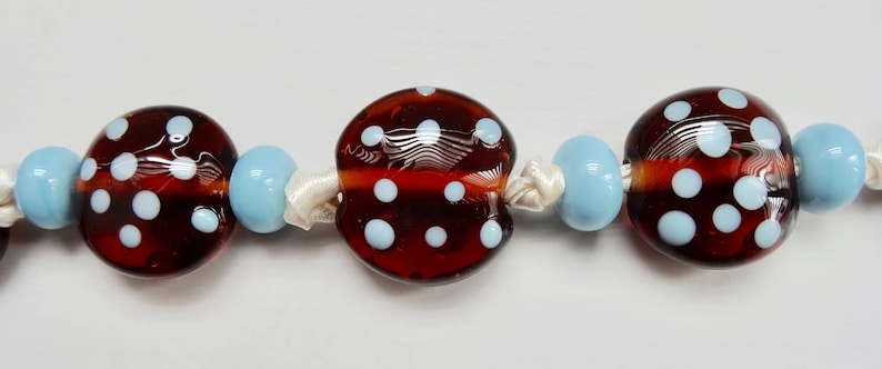 Cognac and Blue Sky Handmade Lampwork Bead Set