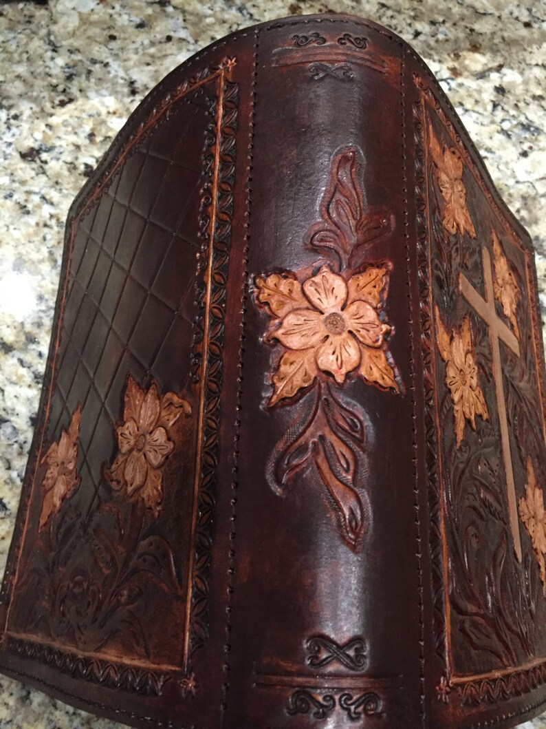 Beautiful Hand Tooled Leather Bible Cover With Special Dye Etsy
