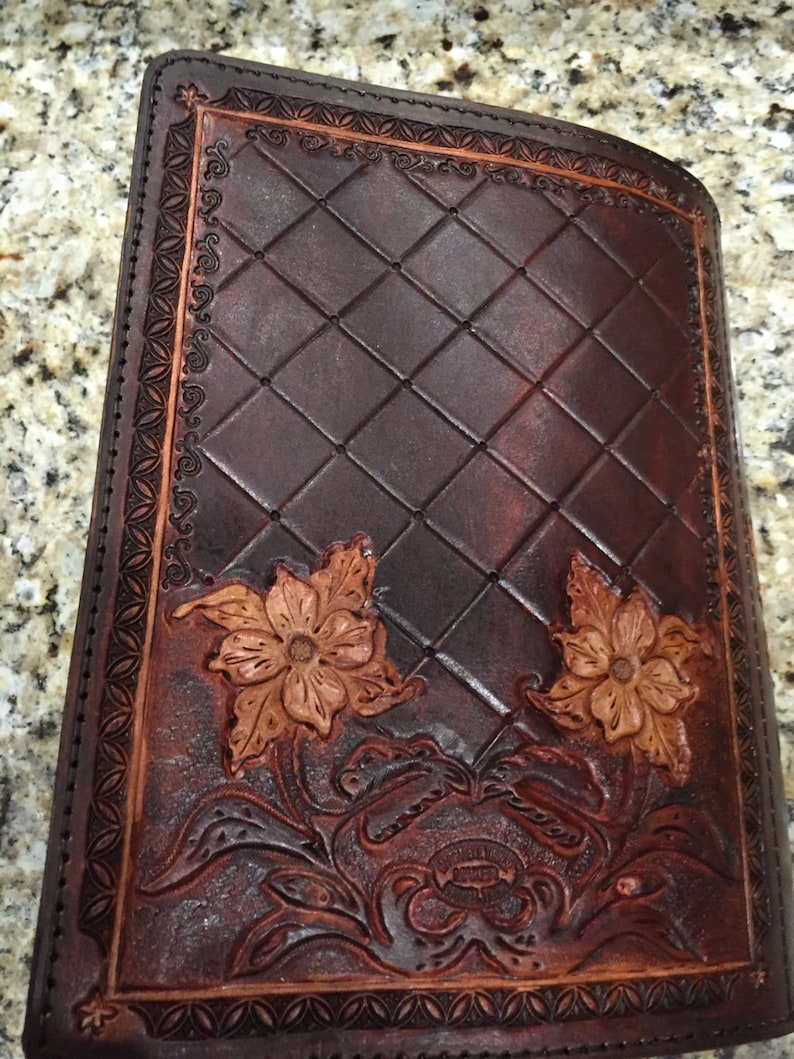 Beautiful Hand Tooled Leather Bible Cover With Special Dye Etsy
