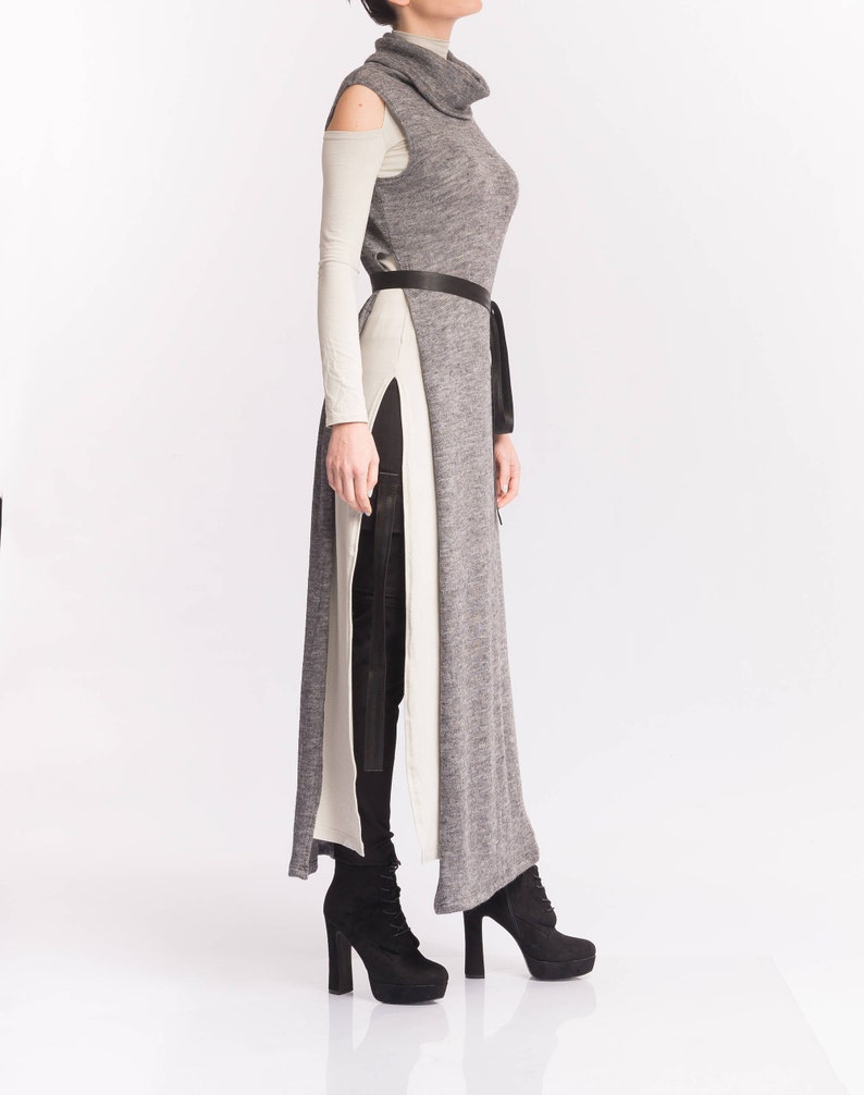 gray turtleneck tunic