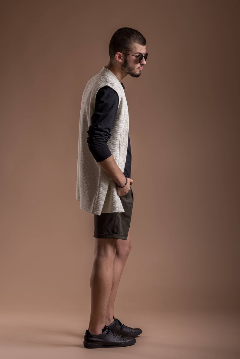 White kimono jacket White kimono vest Sleeveless kimono Minimalist vest Sleeveless kimono blazer Avant-garde for men