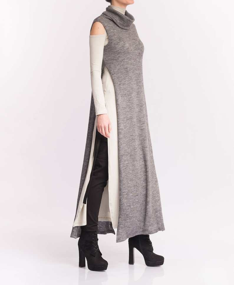 gray turtleneck tunic