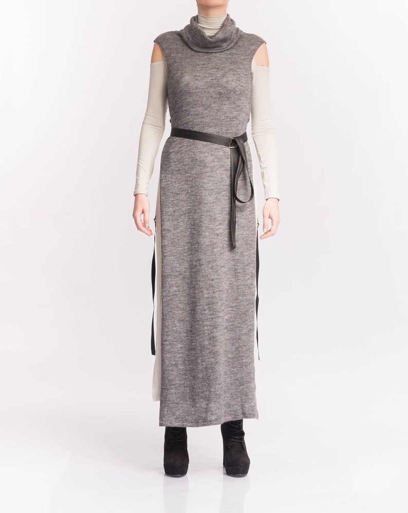 gray turtleneck tunic