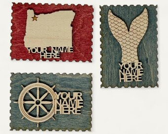 Postage Stamp Wooden Magnet - Custom