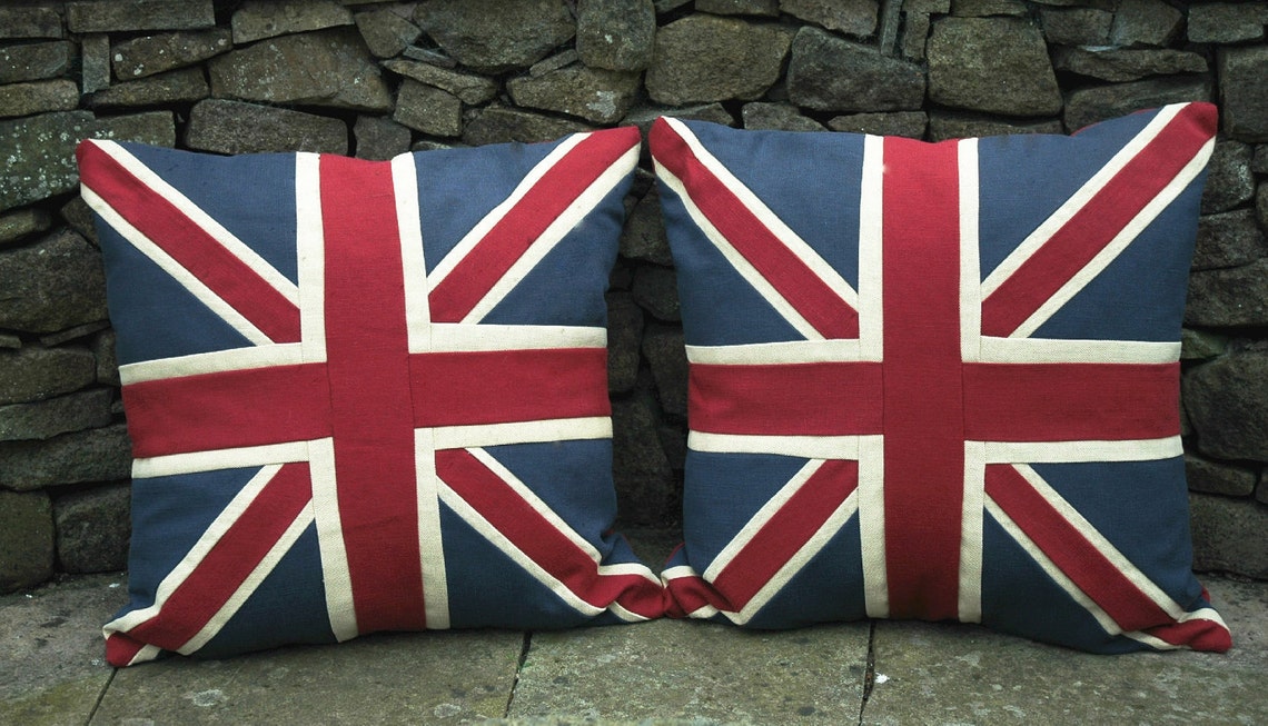 Luxury hand made in the UK Union Jack themed cushions in Etsy