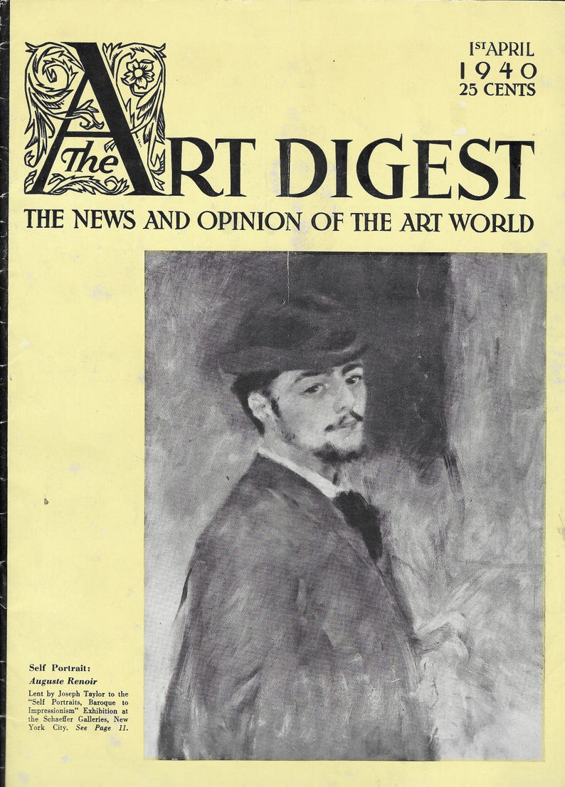 ART DIGEST Lot 0f 6 Issues, Dec 1938, Jan 1939, Mar April and Nov 1940