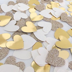 Gold paper heart confetti mix.