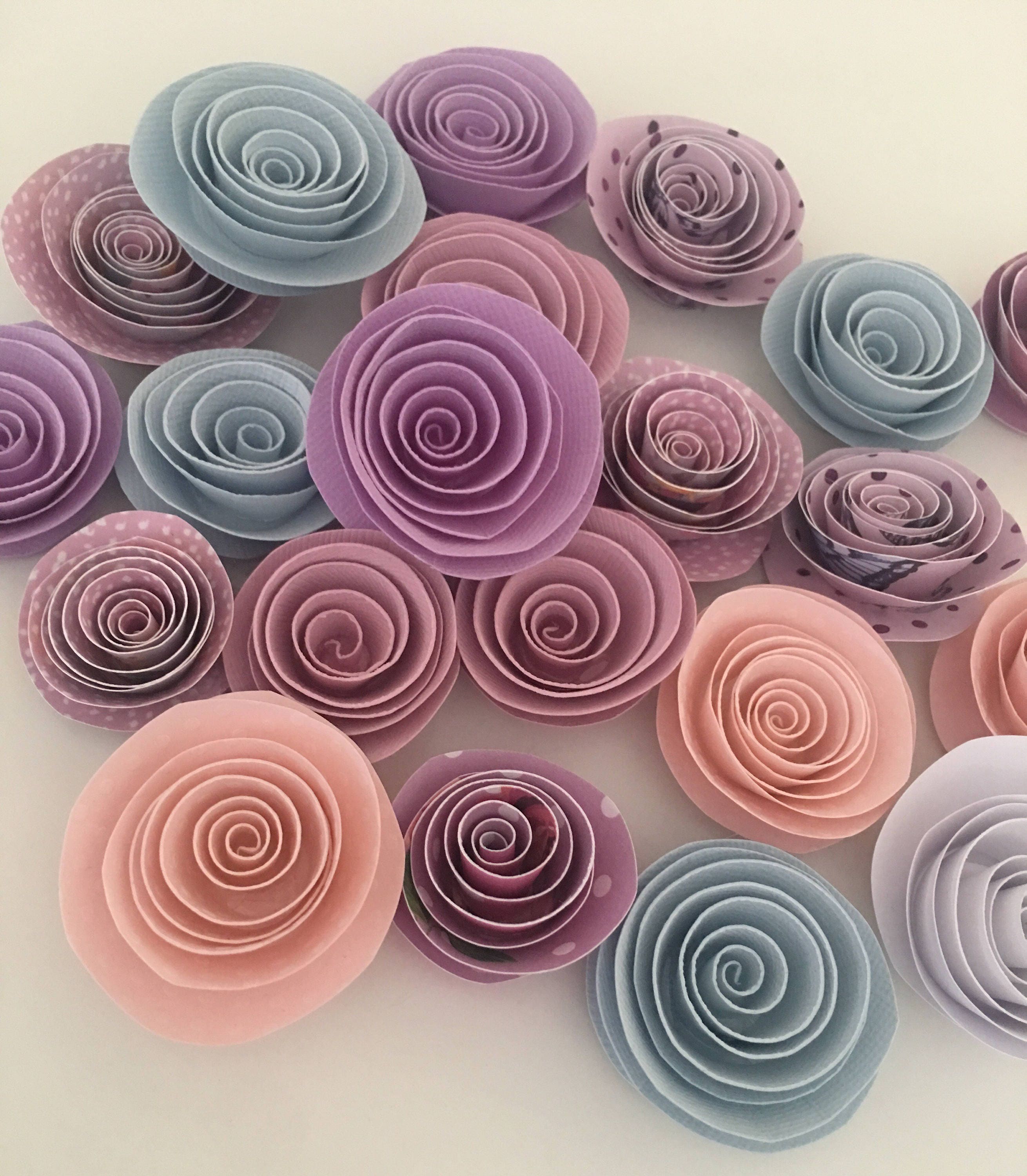 Paper flowers Embellishments Scrapbooking Wedding Etsy