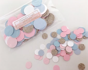 Pastel blue, pink and gold confetti mix.