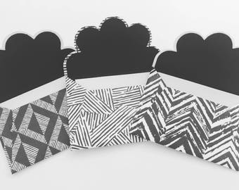 Monochrome, geometric, mini envelopes,